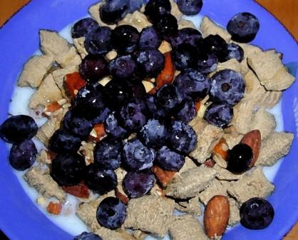 whole grains with blueberries