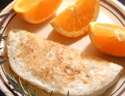 eggwhite rosemary omelet with fresh oranges